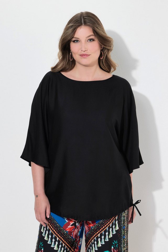 MIAMODA Spitzenbluse Blusenshirt Satin Saum-Tunnelzug von MIAMODA