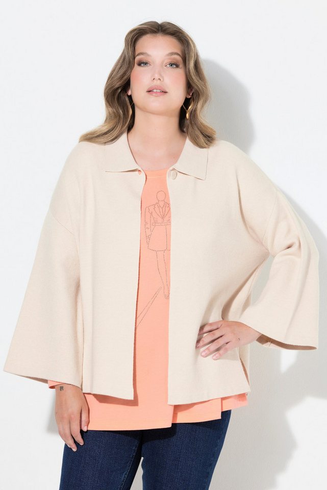 MIAMODA Strickjacke Strickjacke Cape-Form weite 3/4-Glockenärmel von MIAMODA