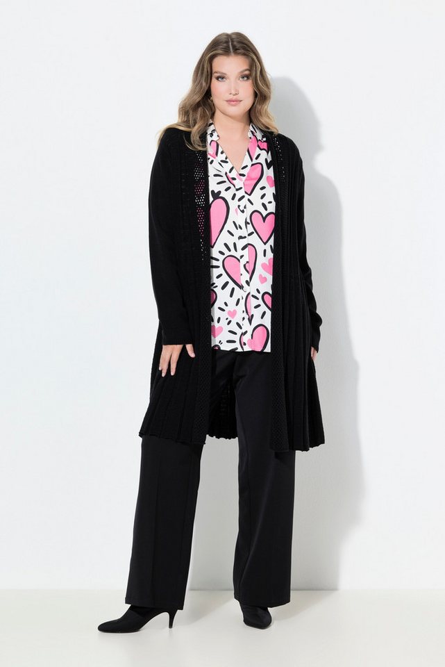 MIAMODA Strickjacke Strickjacke längere A-Linie Strukturmix Wellensaum von MIAMODA