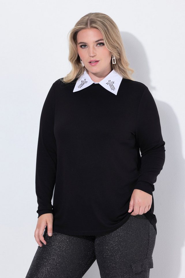 MIAMODA Strickpullover Pullover A-Linie abnehmbarer Hemdkragen von MIAMODA