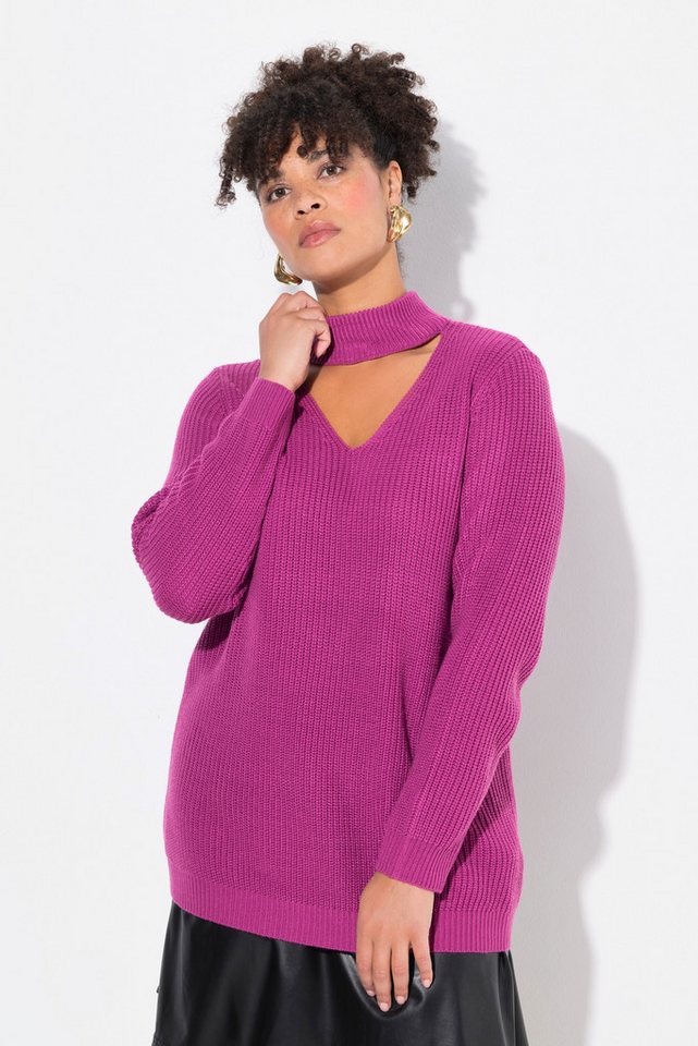 MIAMODA Strickpullover Pullover Regular Fit V-Ausschnitt mit Choker von MIAMODA