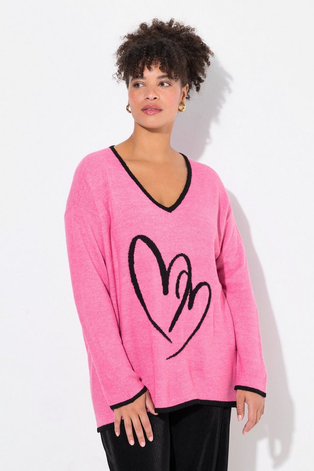 MIAMODA Strickpullover Pullover bequeme Passform Herz-Motiv von MIAMODA