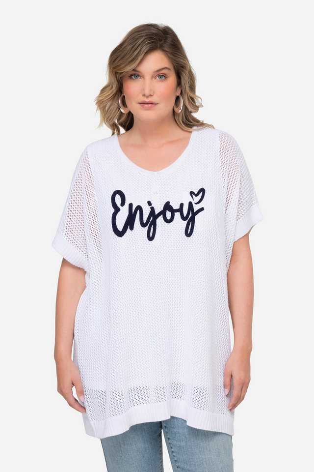 MIAMODA Strickpullover Pullover oversized Ajourstrick ENJOY V-Ausschnitt von MIAMODA