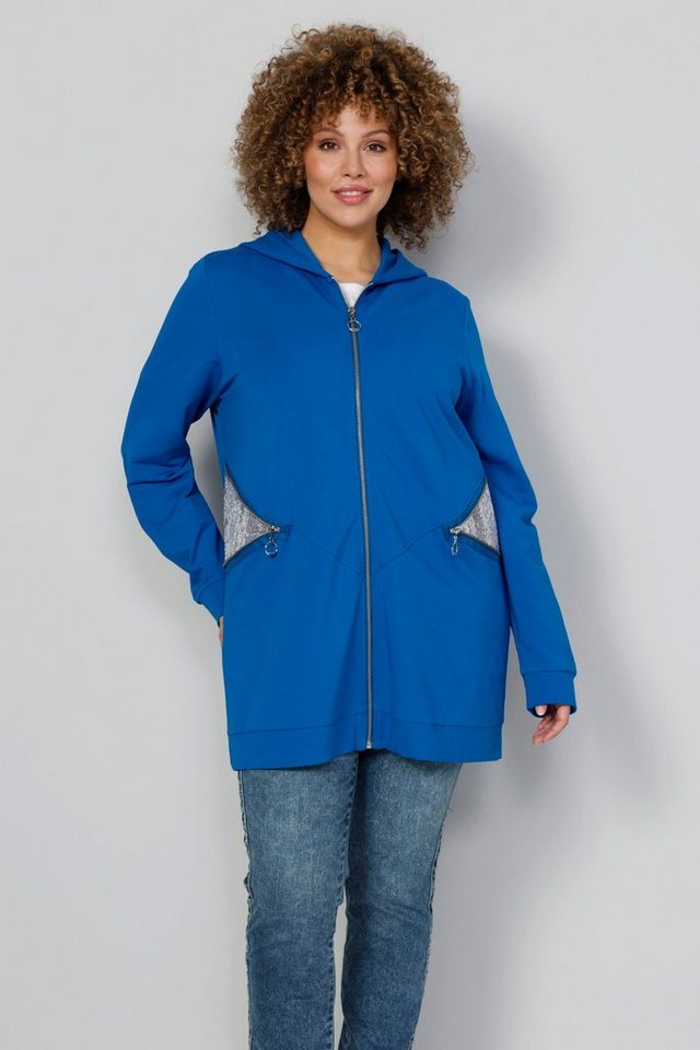 MIAMODA Sweatjacke Sweatjacke Kapuze Pailletten-Einsätze Langarm von MIAMODA