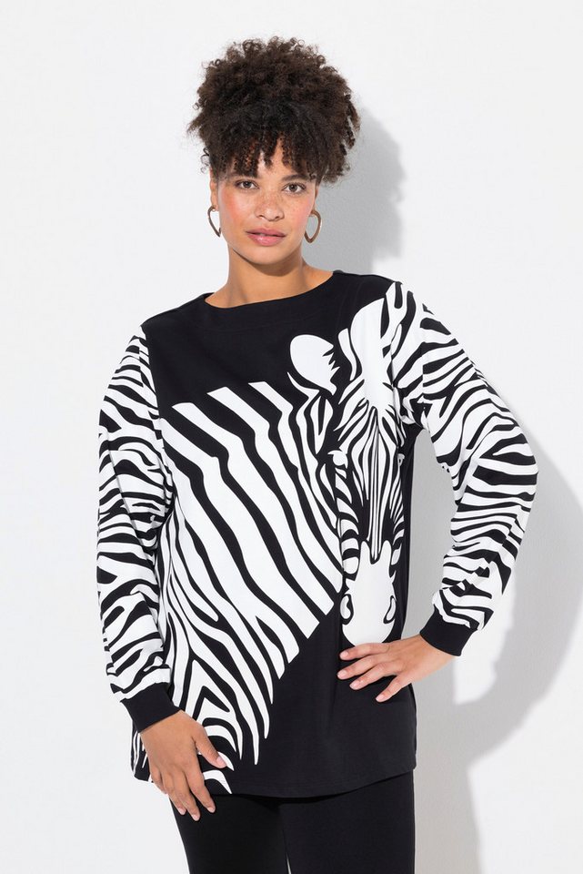 MIAMODA Sweatshirt Sweatshirt A-Linie Zebra-Muster weiter Langarm von MIAMODA