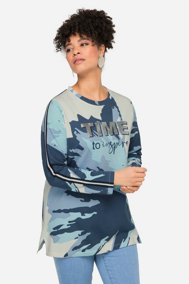 MIAMODA Sweatshirt Sweatshirt XL-Blüte Silber-Statement Langarm von MIAMODA