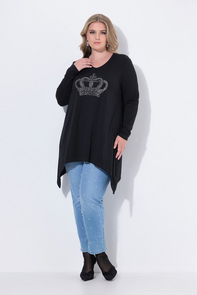 MIAMODA T-Shirt Langarmshirt A-Linie Glitzersteinchen-Krone von MIAMODA