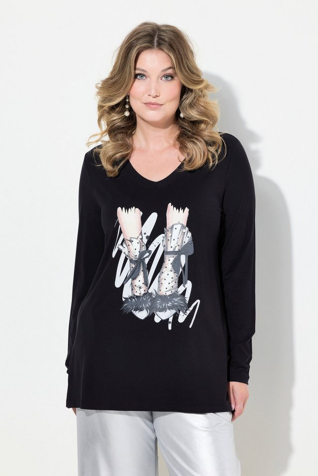 MIAMODA T-Shirt Langarmshirt Classic Fit Schuh-Motiv von MIAMODA