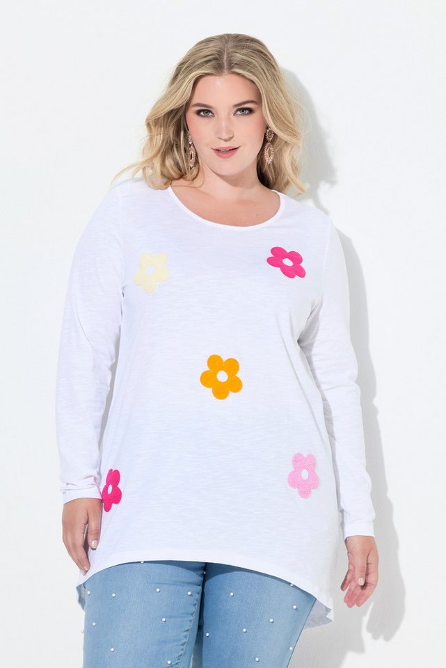 MIAMODA T-Shirt T-Shirt A-Linie Frottee-Blumen Langarm von MIAMODA