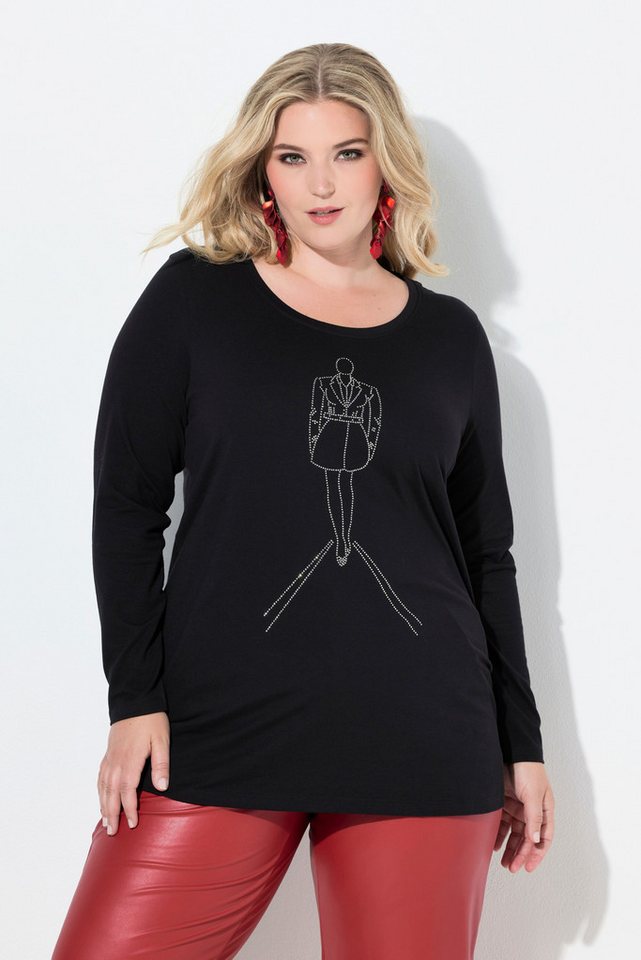 MIAMODA T-Shirt T-Shirt A-Linie Model-Motiv aus Glitzersteinchen von MIAMODA