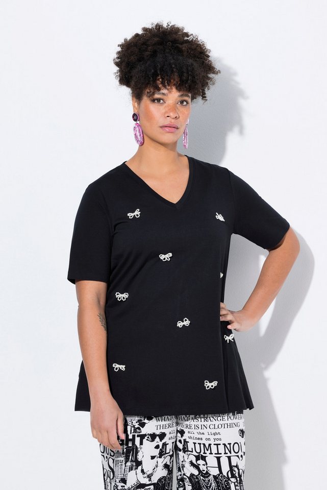 MIAMODA T-Shirt T-Shirt A-Linie Schleifen aus Zierperlen von MIAMODA