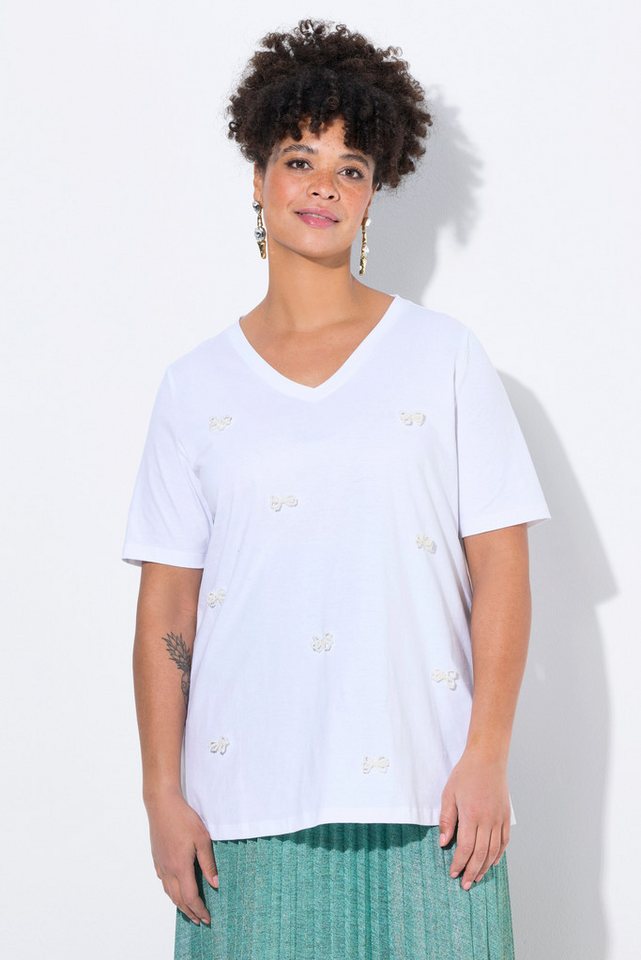 MIAMODA T-Shirt T-Shirt A-Linie Schleifen aus Zierperlen von MIAMODA