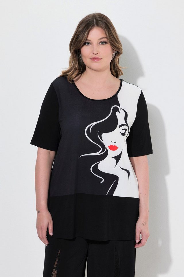 MIAMODA T-Shirt T-Shirt A-Linie vorne Schwarz/Weiß Frauen-Motiv von MIAMODA