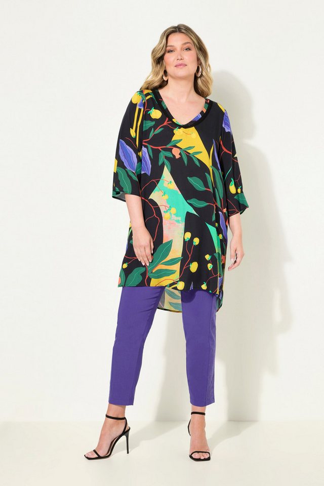 MIAMODA Tunika Tunika A-Linie Blätterdruck weite 3/4-Ärmel von MIAMODA