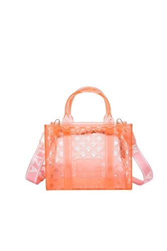 Jelly Crossbody-Tasche für Damen, Gelee-Tragetasche für Damen, große Henkel, Handtasche, Gelee-Aufbewahrungstasche (hellgrün), hellorange, Wasserabweisend, schmutzabweisend von MIANZHI