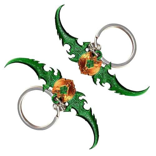 MIAOWR Wow Warglaive of Azzinoth Schlüsselanhänger, 2-Teiliges Set, Komplett Aus Metall, Dekoration Für Rucksack Und Autoschlüssel von MIAOWR