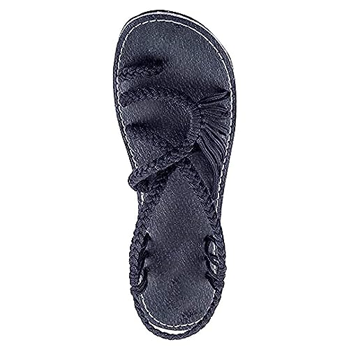 Damen Sandalen Strand Geflochtene Knoten Wohnung Klipp Zehe Sandelholze Large Size Mode Slippers,2,38 EU von MIAOXIAO