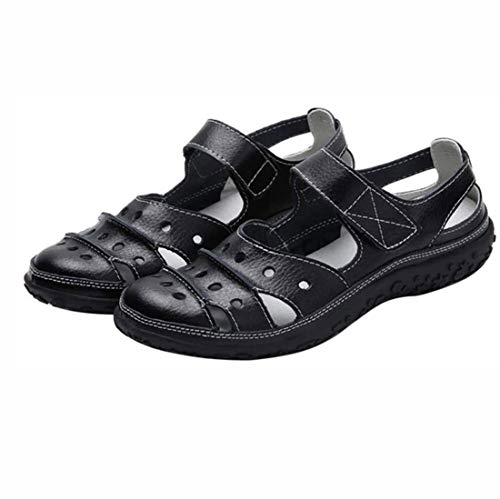 MIAOXIAO Wedge Sandalen PU Leder Flache Sommer Sandalen Geschlossene Sandalen Bequem Damen Sommere Freizeit-Strandschuhe,2,40 EU MIAOXIAO Wedge Sandalen PU Leder Flache Sommer Sandalen Geschlossene Sandalen Bequem Damen Sommere Freizeit-Strandschuhe,2,40 EU von MIAOXIAO