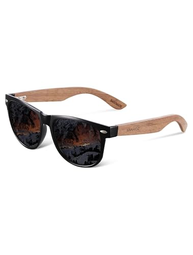MIAROZ Polarisierte Sonnenbrille Herren Damen : Holz Sonnenbrillen Mit UV400 Linsen Schutz - Reduziert Blendung Leichter Pc Rahmen Geeignet Für Angeln Autofahren Wandern Und Strand (grau) von MIAROZ