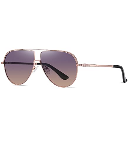 MIAROZ Polarisierte Sonnenbrille Pilotenbrille für Damen Herren Klassische Style Eyewear UV400 Protection Lens (Rosa+lila) von MIAROZ