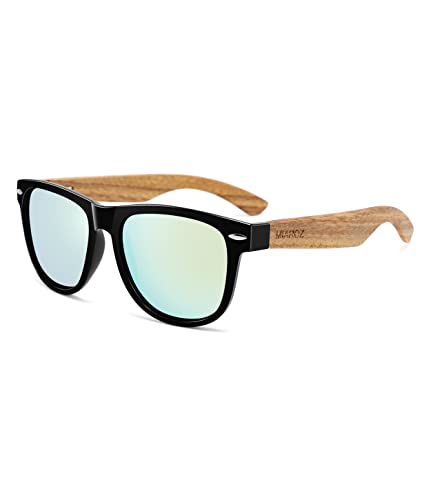 MIAROZ Sonnenbrille Holz,Polarisiert Sonnenbrille Herren und Damen,Natürlich Holz UV400 Brille 100% Anti-UV-polarisierte von MIAROZ