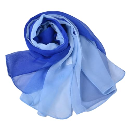 MIATCENRT Chiffonschal Damen - Damenschals Leichter Farbverlauf-Blockdruck Eleganter Chiffonschal, Weiche Sommertücher Und Wickeltücher Für Abendkleider,Blau,50 * 160Cm von MIATCENRT