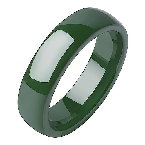 MIATCENRT Keramikringe Für Damen Und Herren, Glatt, 6 Mm Breit, Grüne Fingerringe, Hochzeitsgeschenk, Einfacher Modischer Ring, Schmuckzubehör, Muttertagsgeschenk, Grün, 8 von MIATCENRT