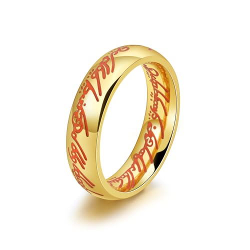 MIATCENRT Schmuckring Für Unisex - Personalisierter Trend Geölte Leuchtbuchstaben Männer Und Frauen Punkring, Männer Frauen Comfort Fit Hochglanzpolierte Charm-Ringe,Gelb,8 von MIATCENRT