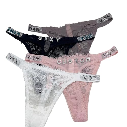 Personalisierter Buchstaben-Tanga Für Frauen – Individuelles Tanga-Höschen Mit Namen, Strass-Buchstaben, Kristall-Taillenkette, Sexy Party-Bikini, Individueller Körperschmuck, Geschenke, Weiß, von MIATCENRT