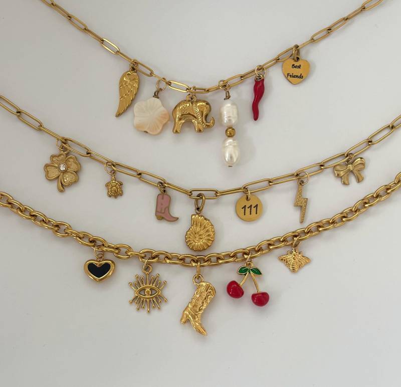 Bauen Sie Ihre Eigene Benutzerdefinierte Charm Halskette, Gold Halsketten Für Frauen, Personalisierte Halskette Mit Mehreren Anhängern von MIAxMINA