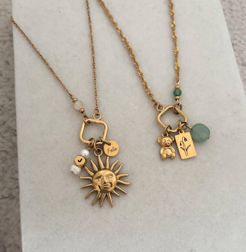 Bauen Sie Ihre Eigene Benutzerdefinierte Viereckige Halskette, Birthstone Kette Für Frauen, Personalisierte Halskette Mit Mehreren Anhängern von MIAxMINA