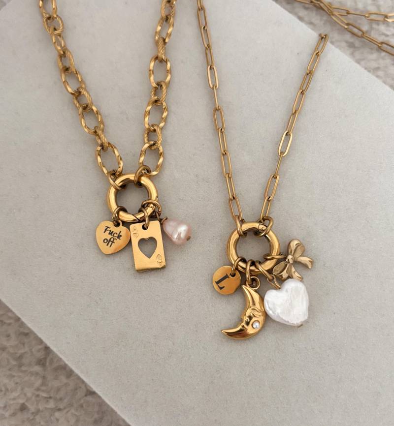 Benutzerdefinierte Kette Mit Wechselbaren Charms, Halskette Vielen Charm Anhängern, Karabiner, Wasserfest, Personalisierbares Geschenk von MIAxMINA