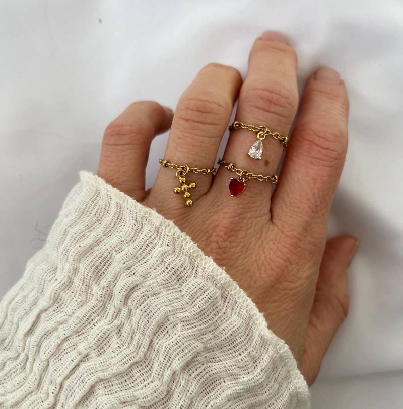 Chain Ring Mit Dem Anhänger Nach Wahl - Ketten Minimalistisch Herz Filigraner Geschenk Für Sie Boho von MIAxMINA