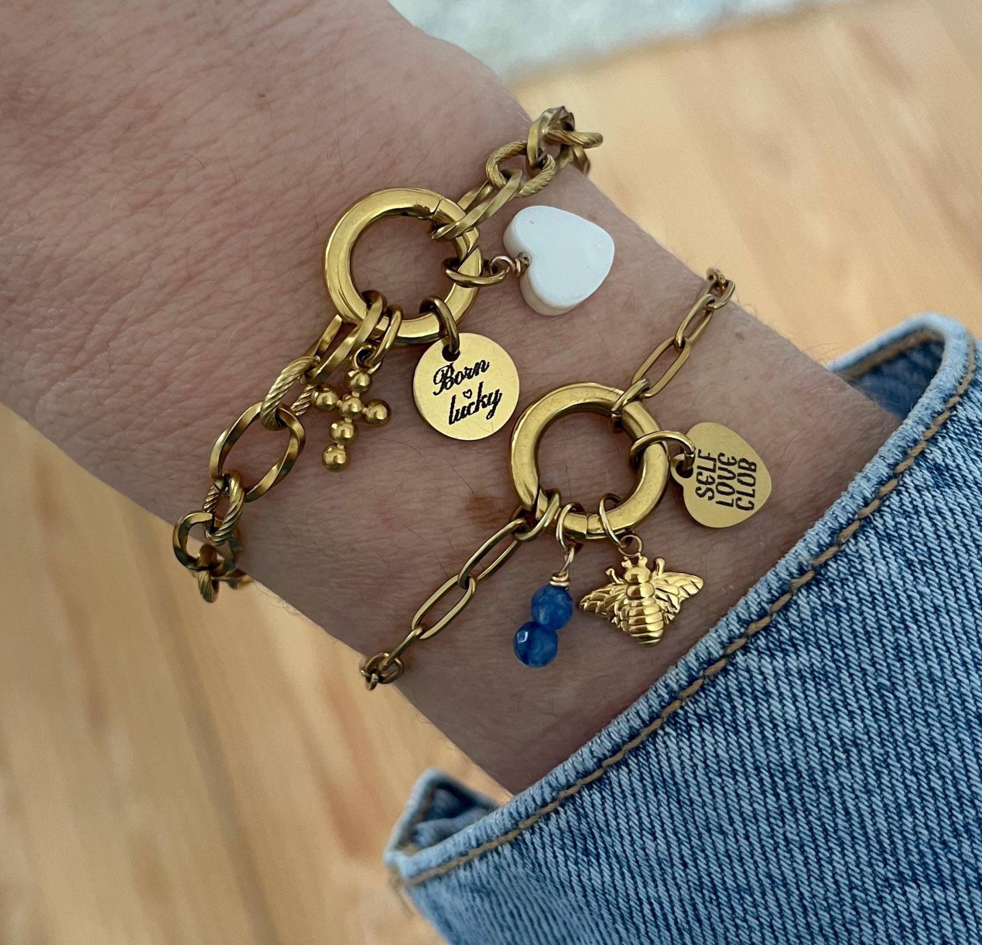 Charm Armband Selbst Zusammenstellen - Armkette Mit Mehren Charms Federring Geschenk Für Sie Gravur Bettelarmband Armschmuck, Boho von MIAxMINA