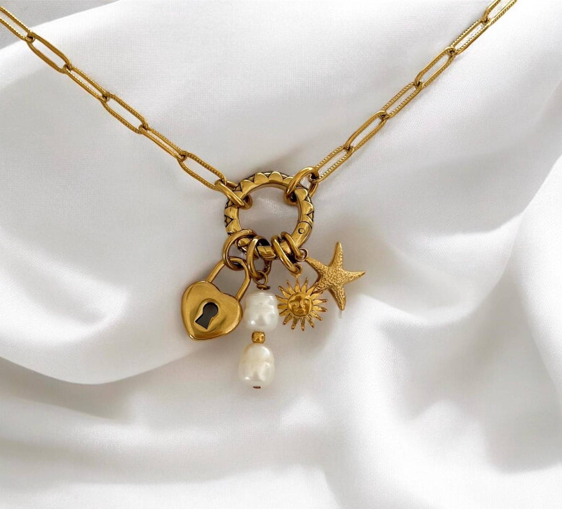 Chunky Kette Mit Wechselbaren Charms, Benutzerdefinierte Vintage Verschluss, Statement Kette, Geschenk Frau, Freundin, Tochter von MIAxMINA