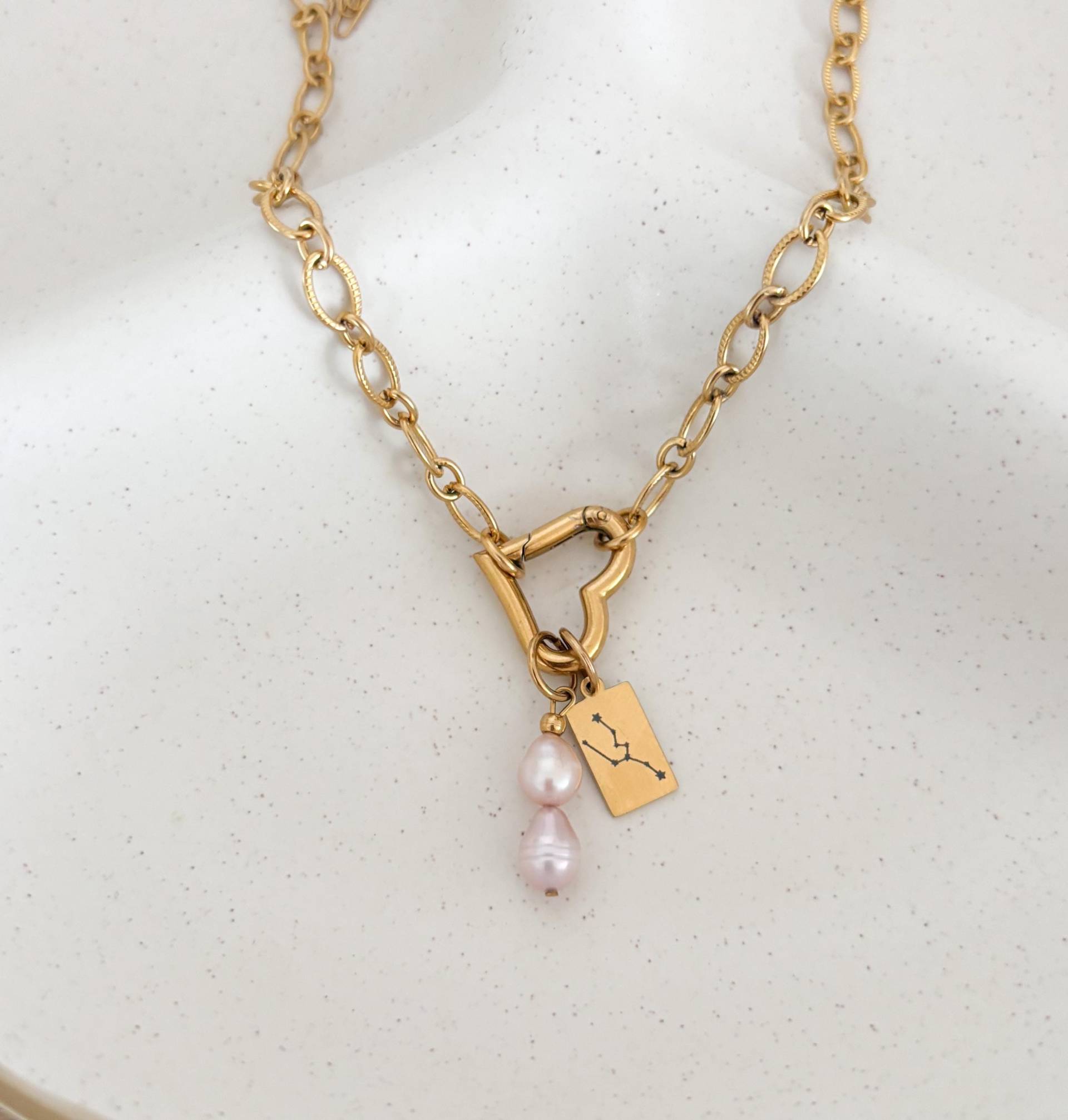 Herz Karabiner Kette Mit Wechselbaren Charms, Benutzerdefinierte Vintage Verschluss, Statement Kette, Personalisierbare von MIAxMINA