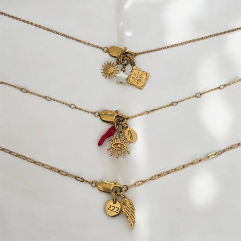 Kette Mit Wechselbaren Charms -Halskette Vielen Charm Anhängern - Statement Kette, Karabiner, Gravur, Boho Personalisierbar von MIAxMINA