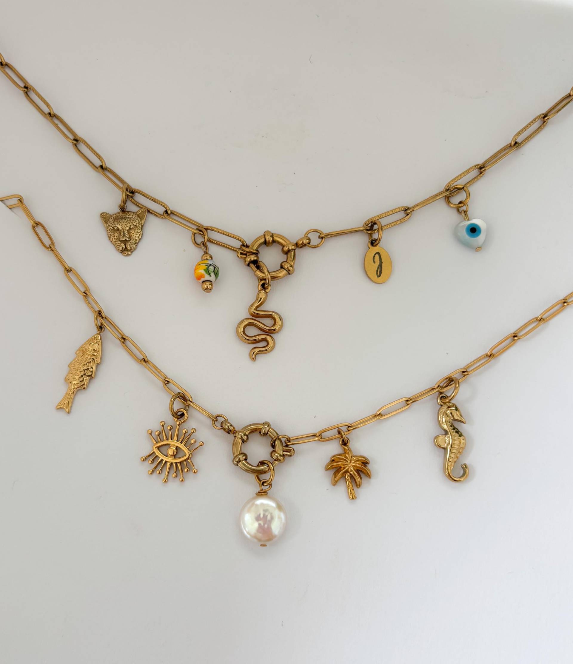 Personalisierbare Charm Federring Kette, Benutzerdefinierte Kette, Gravur Schmuck Mit Mehreren Charms, Geschenk Für Sie, Tochter, Freundin von MIAxMINA