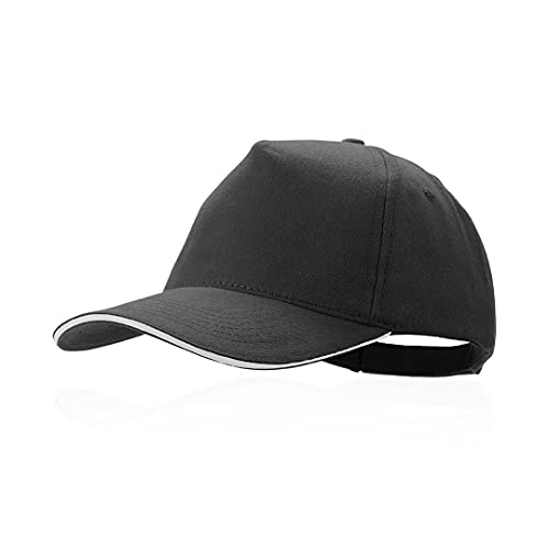 MIBANDERA 5-Panel-Kappe aus 100 % gekämmter Baumwolle, mit farbigem Sandwich-Polsterung, bestickte Belüftungslöcher und verstellbarer Verschluss, Herren-Kappe, Damen-Mützen., Schwarz , 56 cm von MIBANDERA