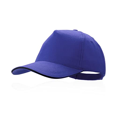 MIBANDERA 5-Panel-Kappe aus 100 % gekämmter Baumwolle, mit farbigem Sandwich-Polsterung, bestickte Belüftungslöcher und verstellbarer Verschluss, Herren-Kappe, Damen-Mützen., blau, 56 cm von MIBANDERA