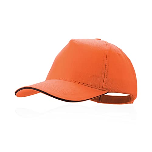 MIBANDERA 5-Panel-Kappe aus 100 % gekämmter Baumwolle, mit farbigem Sandwich-Polsterung, bestickte Belüftungslöcher und verstellbarer Verschluss, Herren-Kappe, Damen-Mützen., orange, 56 cm von MIBANDERA