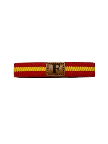 MIBANDERA Armband mit spanischer Flagge, personalisierbar mit Ihrem Initialen, für Herren und Damen. Armband aus elastischem Leder., 18.0 cm, Baumwolle, Kein Edelstein von MIBANDERA