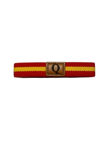 MIBANDERA Armband mit spanischer Flagge, personalisierbar mit Ihrem Initialen, für Herren und Damen. Armband aus elastischem Leder., 18.0 cm, Baumwolle, Kein Edelstein von MIBANDERA