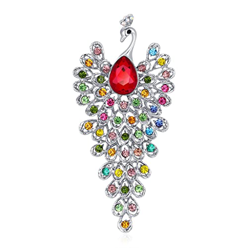 MIBUTOO Pfau farbige Strass Glas Brosche Kleidung Zubehör, Metall von MIBUTOO