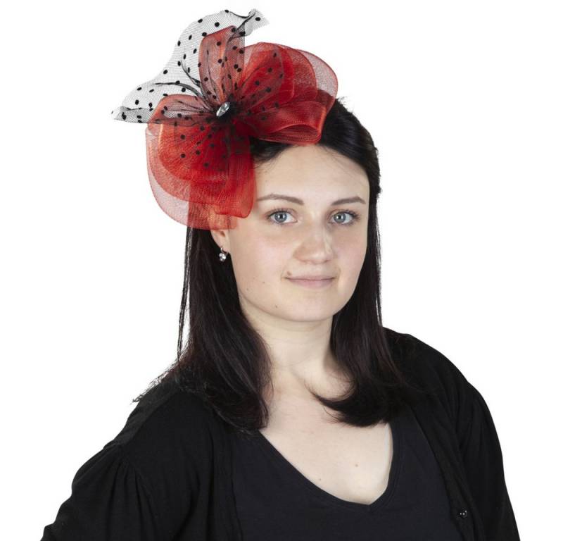 MICA Haarreif Faschings Haarreif mit Tüllschleife in rot und schwarz von MICA