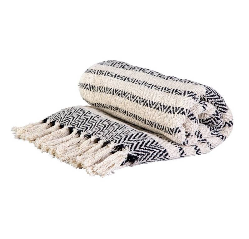 MICA Handwärmer Deko-Decke mit Quasten - aus Textil - ca. 150 x 125 cm - 1 Stück von MICA