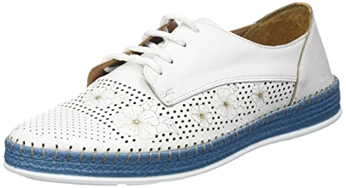 MICCOS Damen 207965 Flacher Slipper, Weiss/blau, 36 EU von MICCOS