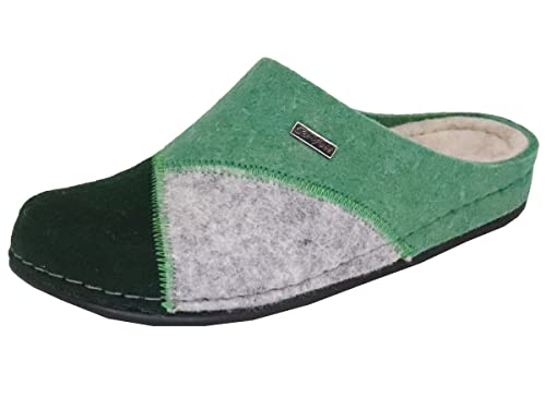 MICCOS Damen Hausschuh Pantoffel Patchwork, Größe:40 EU, Farbe:Grün von MICCOS