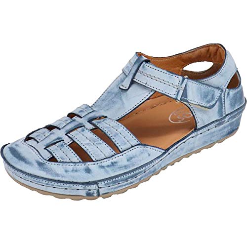 MICCOS Damen Sandalen Sandaletten Leder, Größe:38 EU, Farbe:Blau von MICCOS