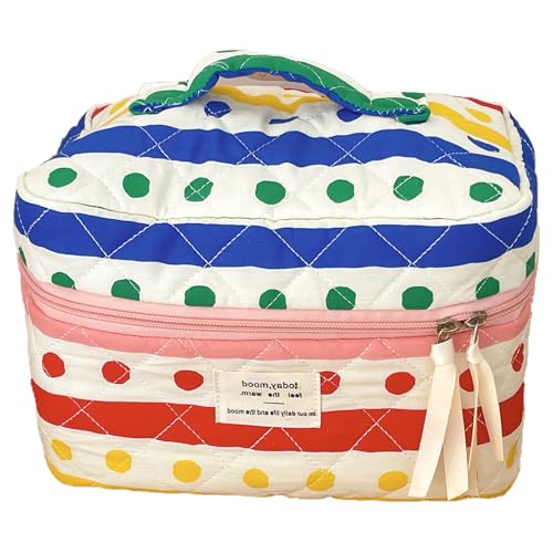 MICFENY Multifunktionale Kosmetik-Aufbewahrungstaschen, reisefreundliche Make-up-Aufbewahrungslösung mit bunten gepunkteten Designs für Damen von MICFENY